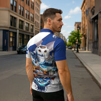 Quebec Snowy Owl Heritage Zipper Polo Shirt Flag Day Edition