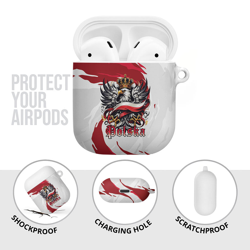 Poland National Flag Day AirPods Case Fierce Polish Eagle Crown