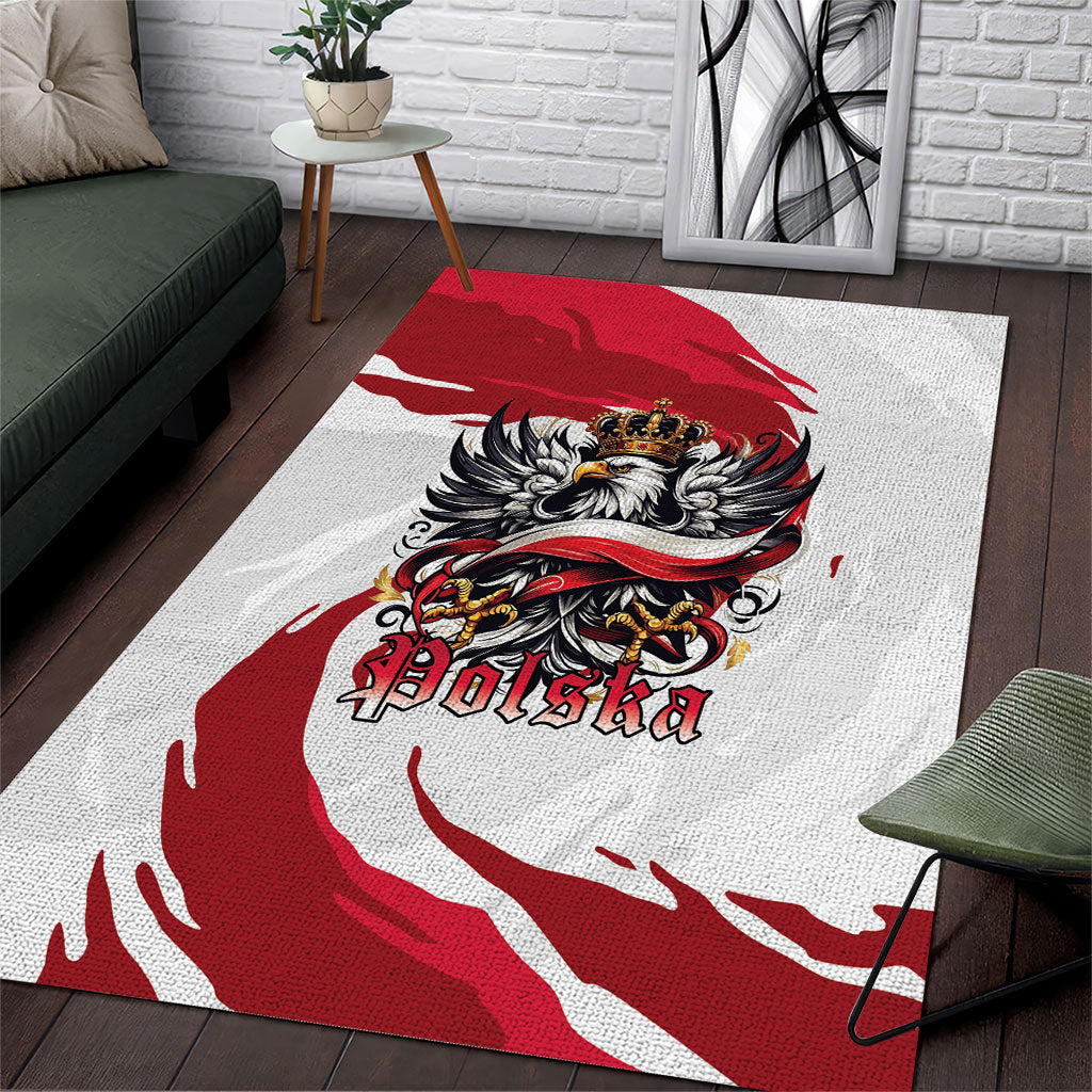 Poland National Flag Day Area Rug Fierce Polish Eagle Crown