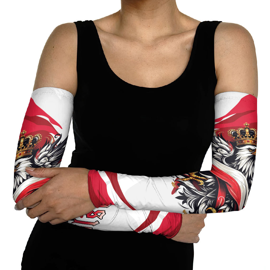 Poland National Flag Day Arm Sleeves Fierce Polish Eagle Crown
