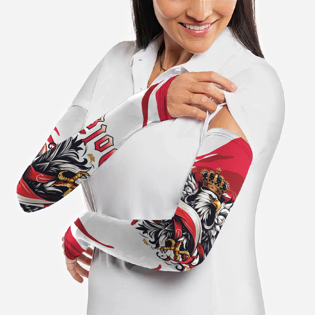 Poland National Flag Day Arm Sleeves Fierce Polish Eagle Crown