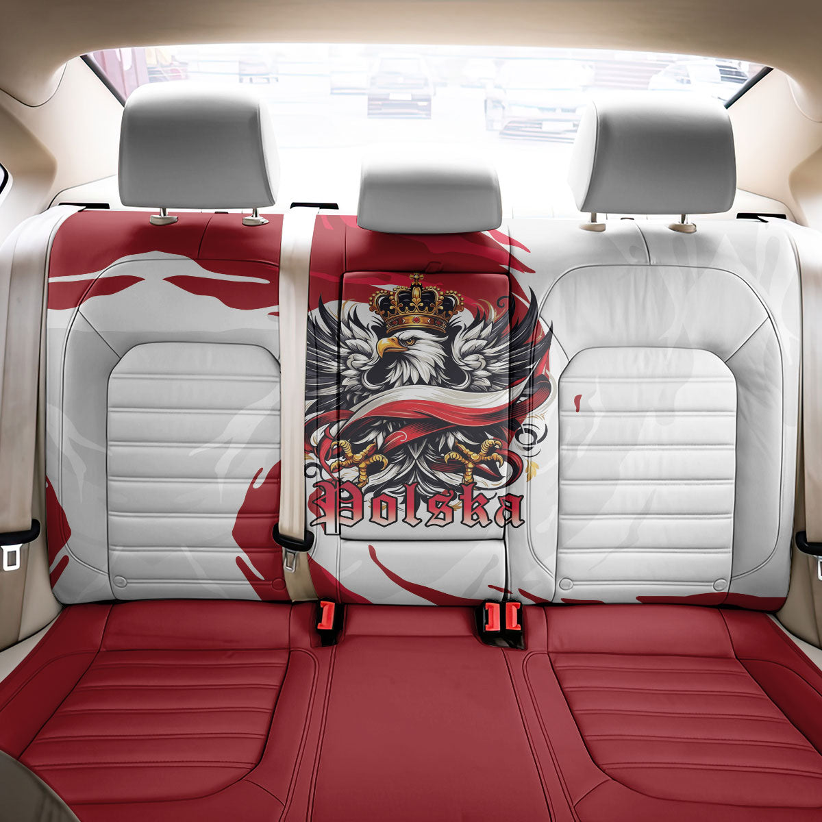 Poland National Flag Day Back Car Seat Cover Fierce Polish Eagle Crown