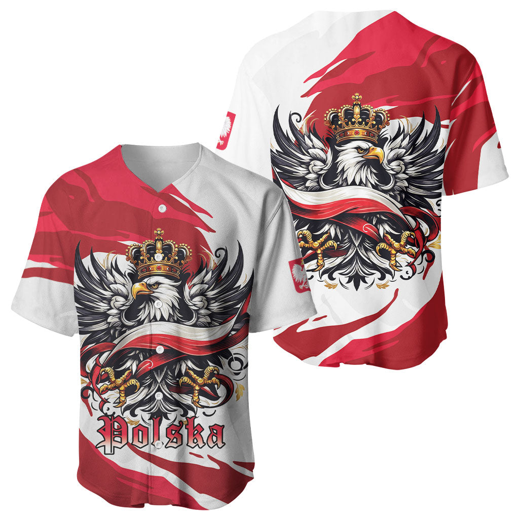 Poland National Flag Day Baseball Jersey Fierce Polish Eagle Crown