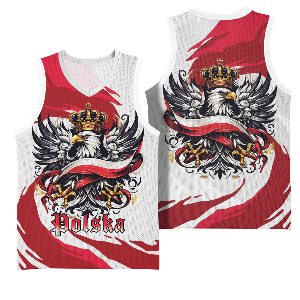 Poland National Flag Day Basketball Jersey Fierce Polish Eagle Crown