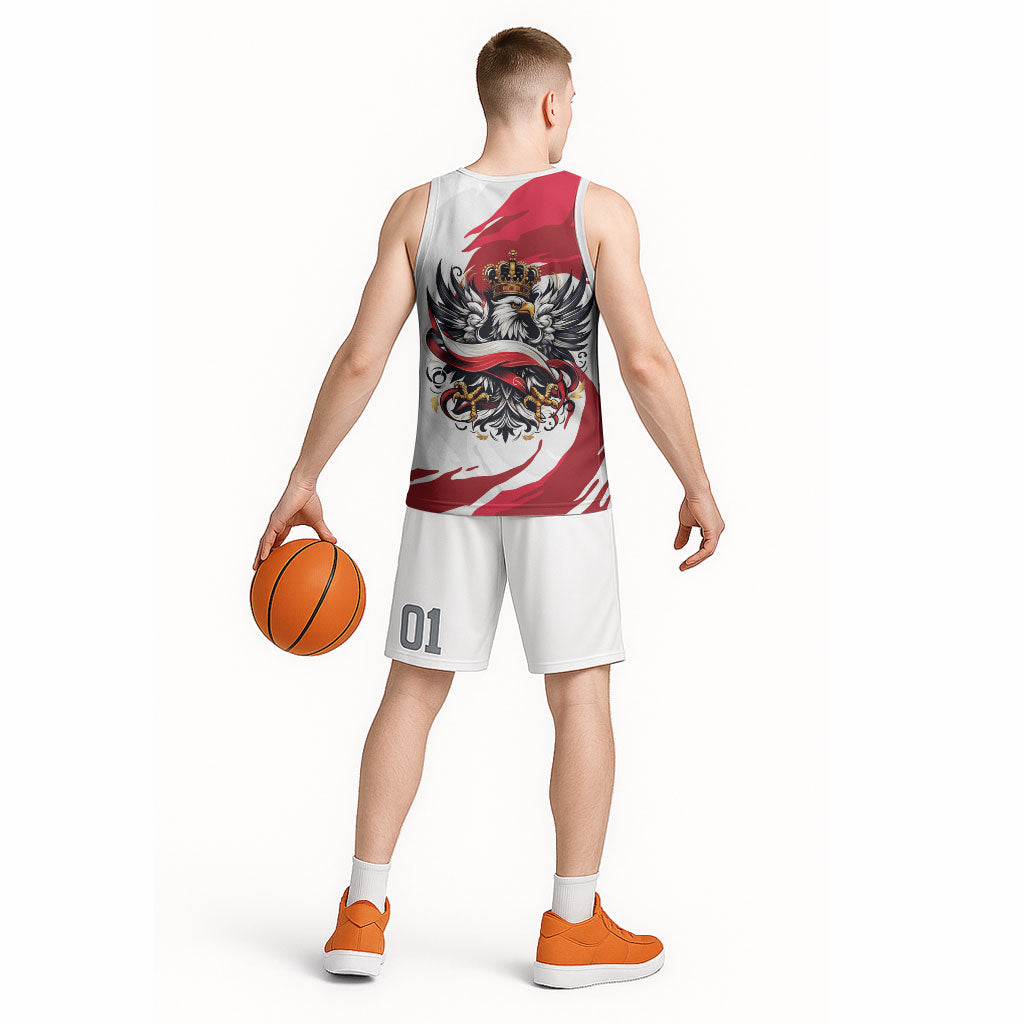 Poland National Flag Day Basketball Jersey Fierce Polish Eagle Crown