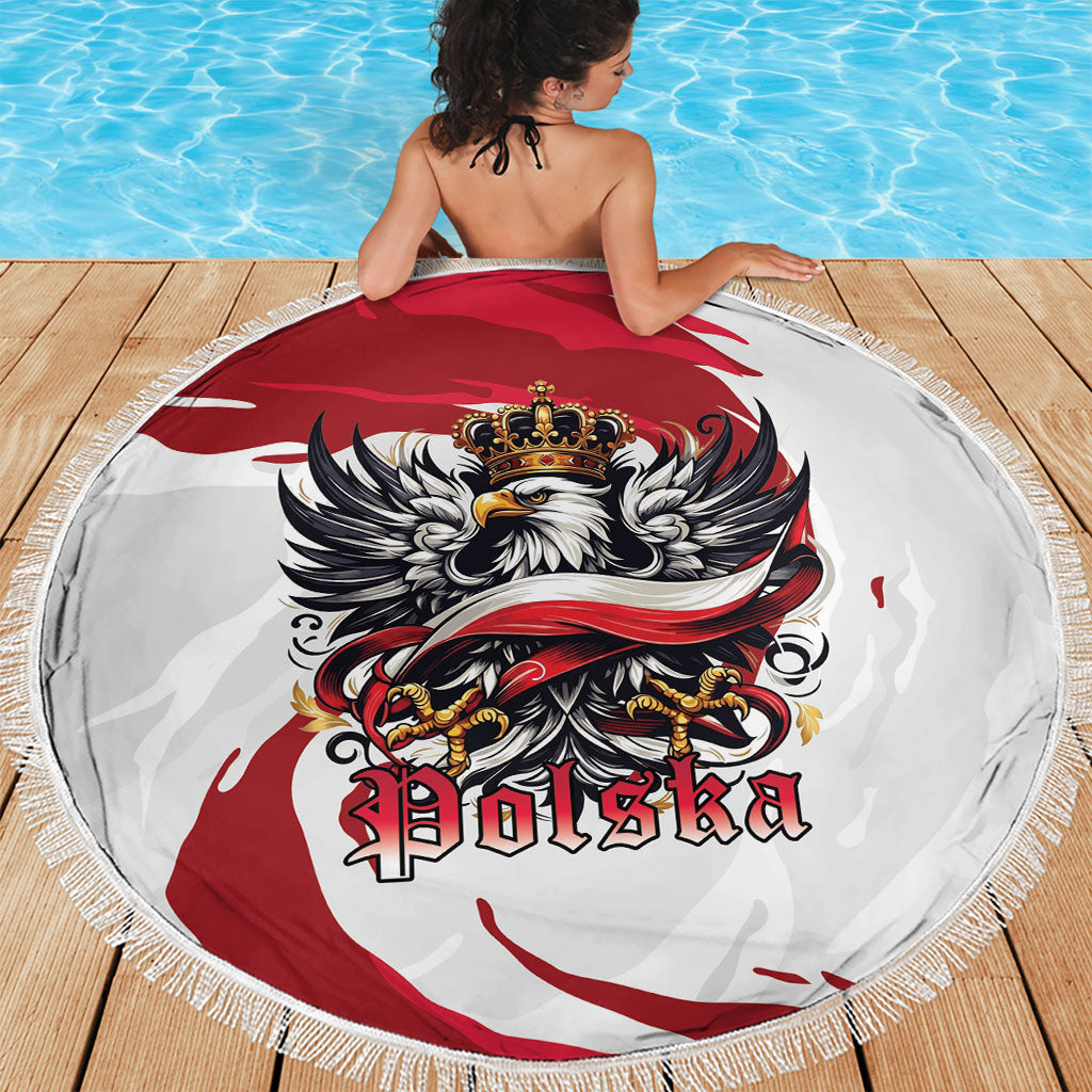 Poland National Flag Day Beach Blanket Fierce Polish Eagle Crown