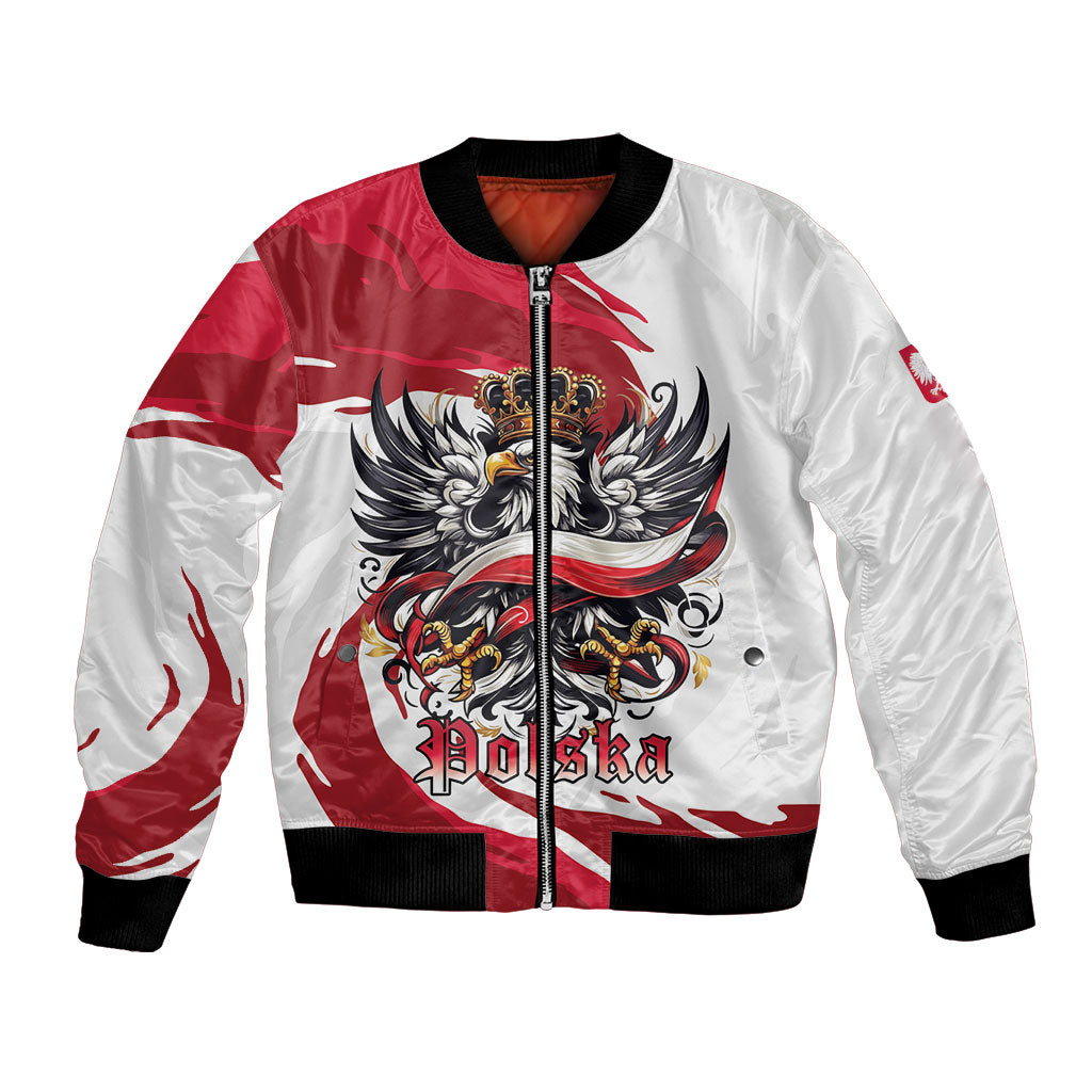 Poland National Flag Day Bomber Jacket Fierce Polish Eagle Crown