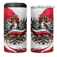 Poland National Flag Day 4 in 1 Can Cooler Tumbler Fierce Polish Eagle Crown