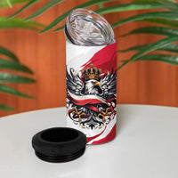 Poland National Flag Day 4 in 1 Can Cooler Tumbler Fierce Polish Eagle Crown