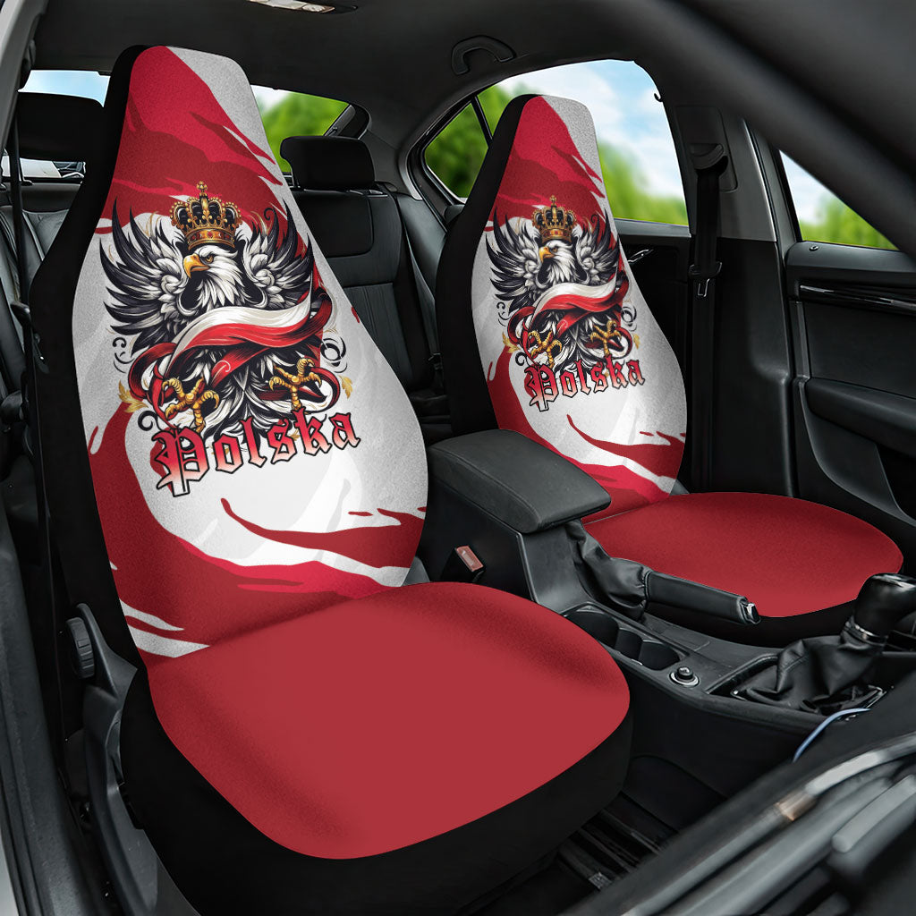 Poland National Flag Day Car Seat Cover Fierce Polish Eagle Crown