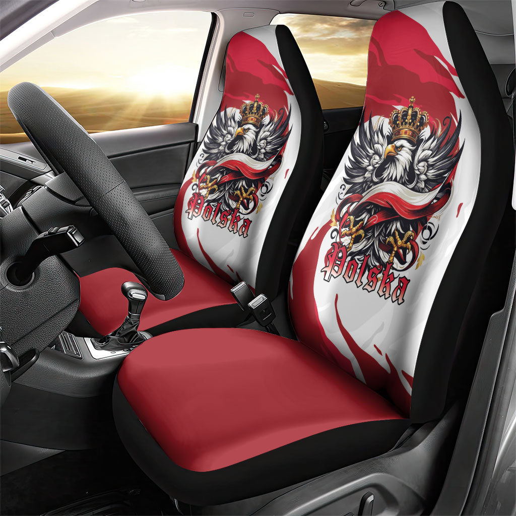Poland National Flag Day Car Seat Cover Fierce Polish Eagle Crown