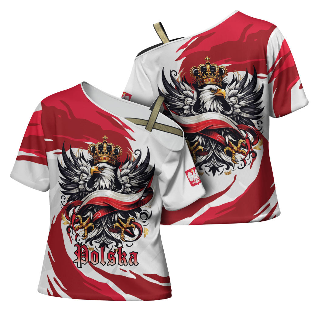 Poland National Flag Day Cross Shoulder Shirt Fierce Polish Eagle Crown