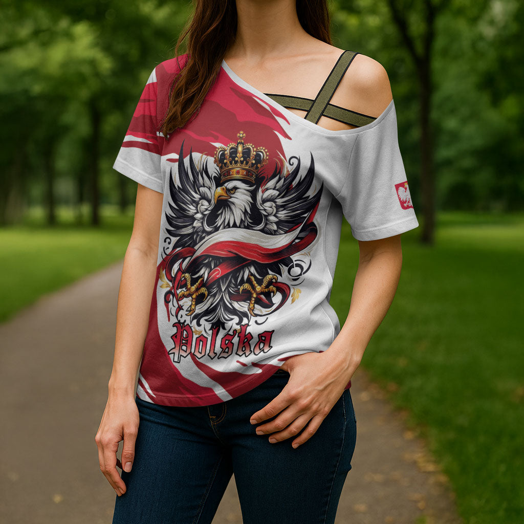 Poland National Flag Day Cross Shoulder Shirt Fierce Polish Eagle Crown