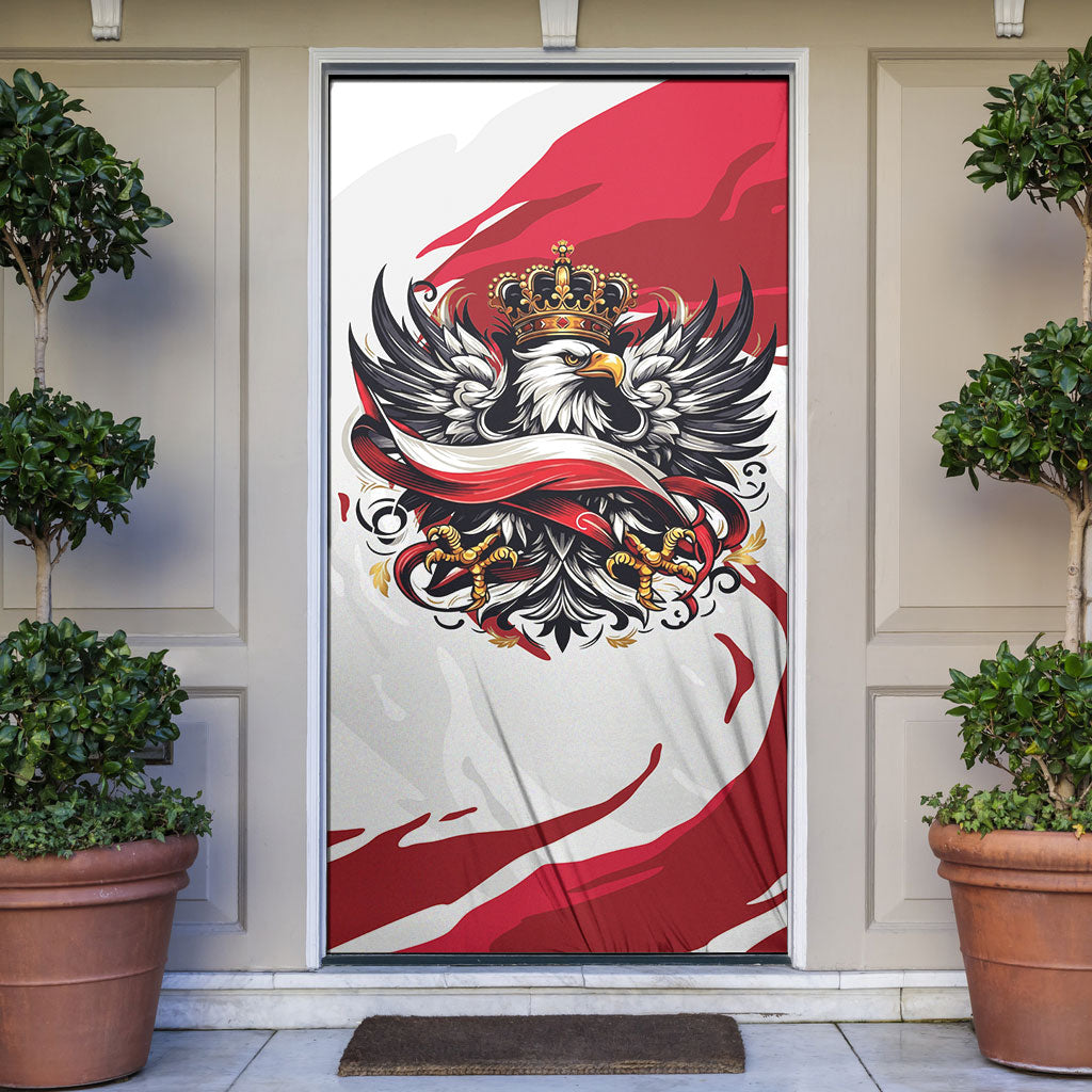 Poland National Flag Day Door Cover Fierce Polish Eagle Crown