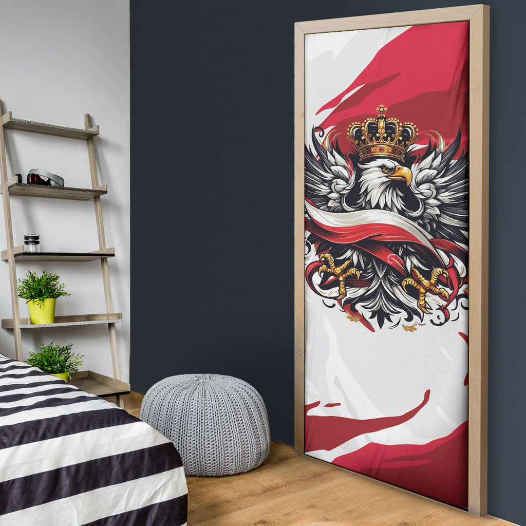 Poland National Flag Day Door Cover Fierce Polish Eagle Crown