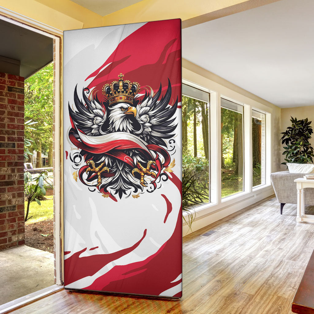 Poland National Flag Day Door Cover Fierce Polish Eagle Crown