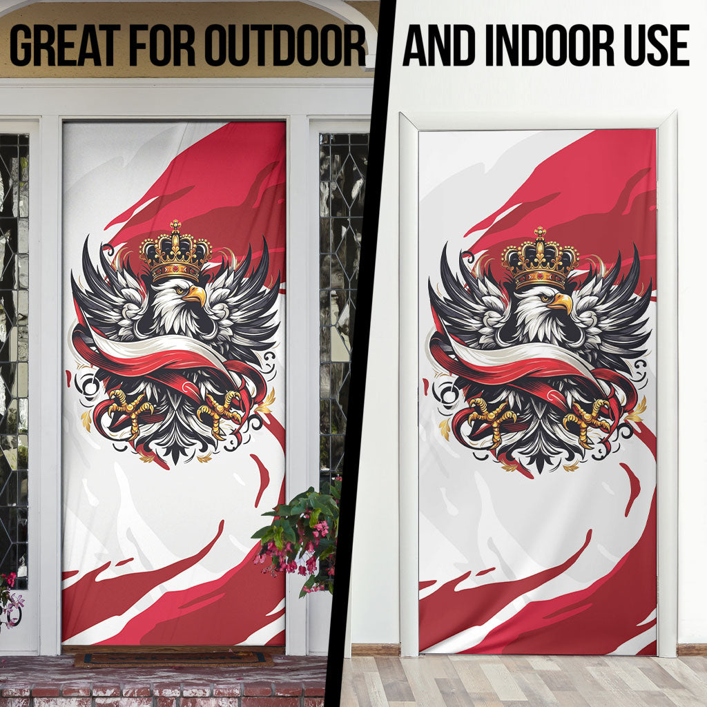 Poland National Flag Day Door Cover Fierce Polish Eagle Crown