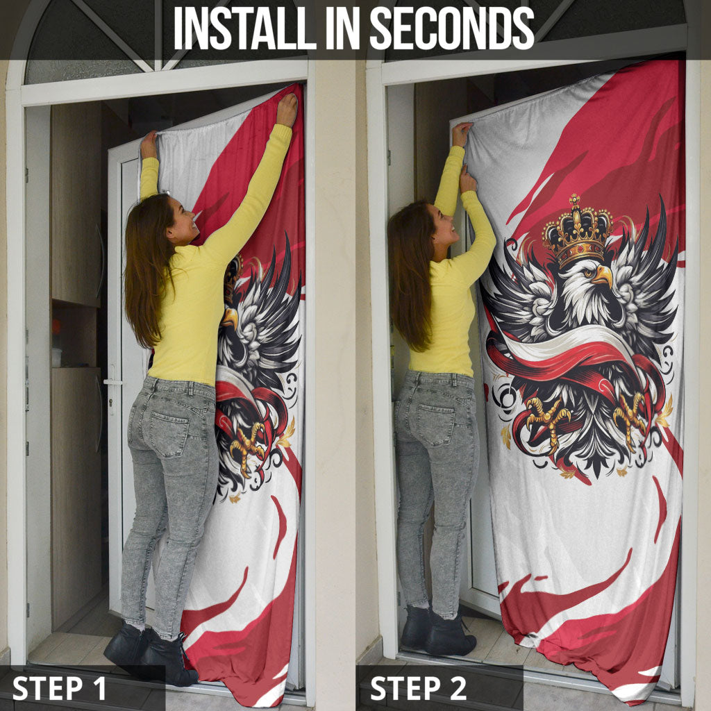 Poland National Flag Day Door Cover Fierce Polish Eagle Crown