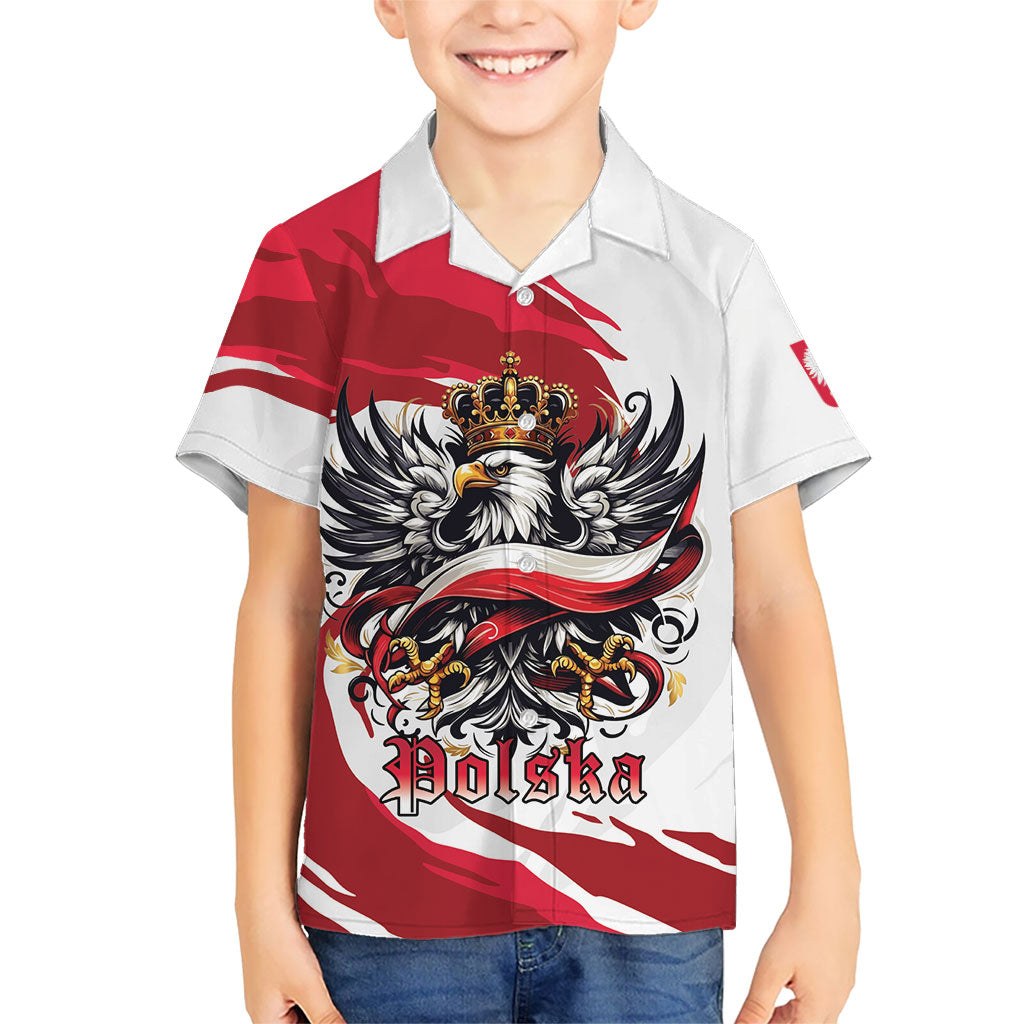 Poland National Flag Day Hawaiian Shirt Fierce Polish Eagle Crown