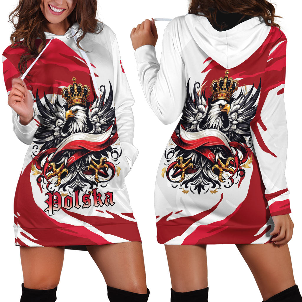 Poland National Flag Day Hoodie Dress Fierce Polish Eagle Crown