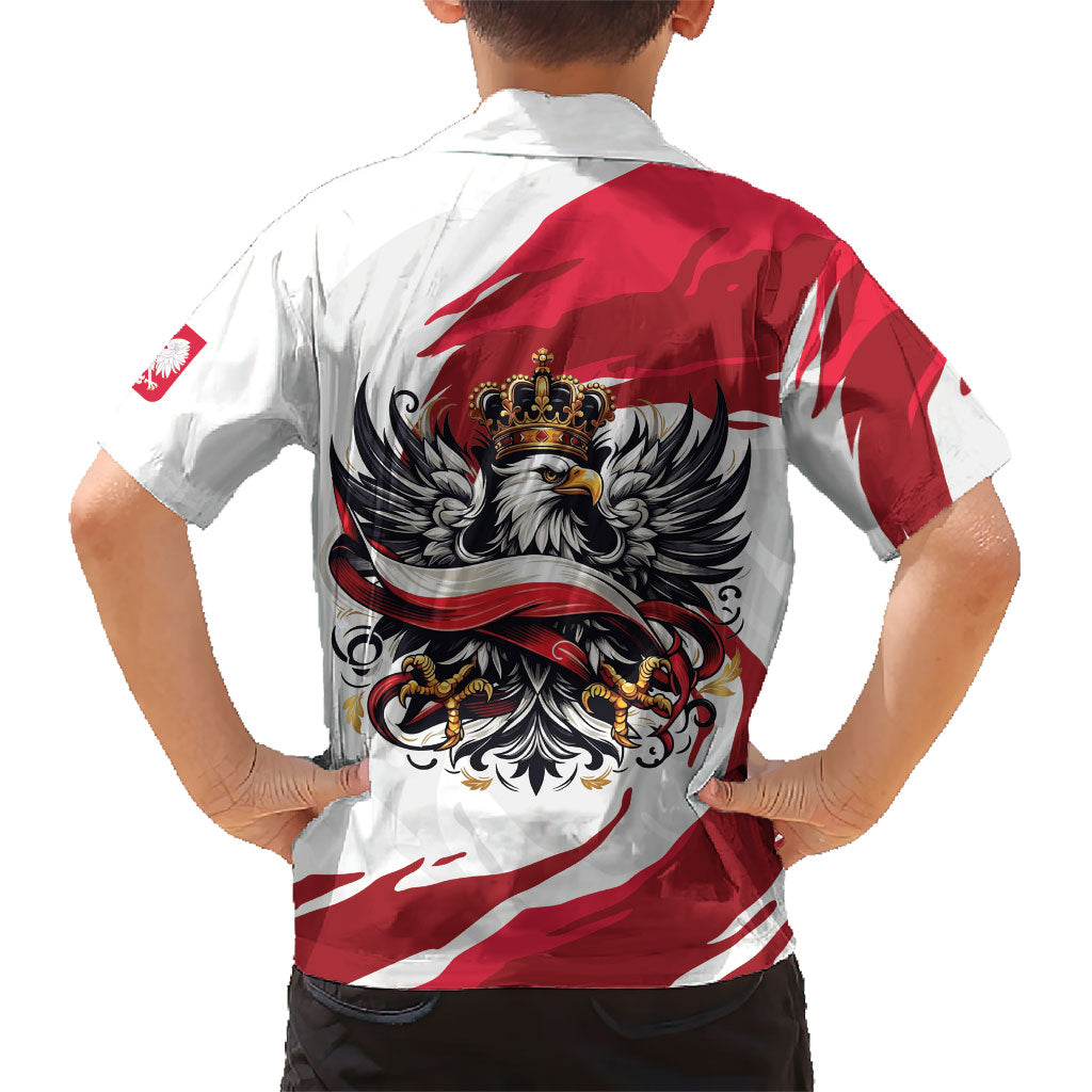Poland National Flag Day Kid Hawaiian Shirt Fierce Polish Eagle Crown