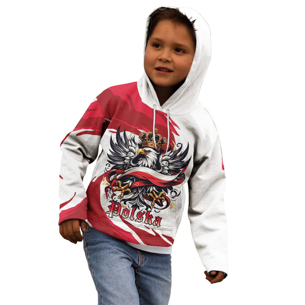 Poland National Flag Day Kid Hoodie Fierce Polish Eagle Crown