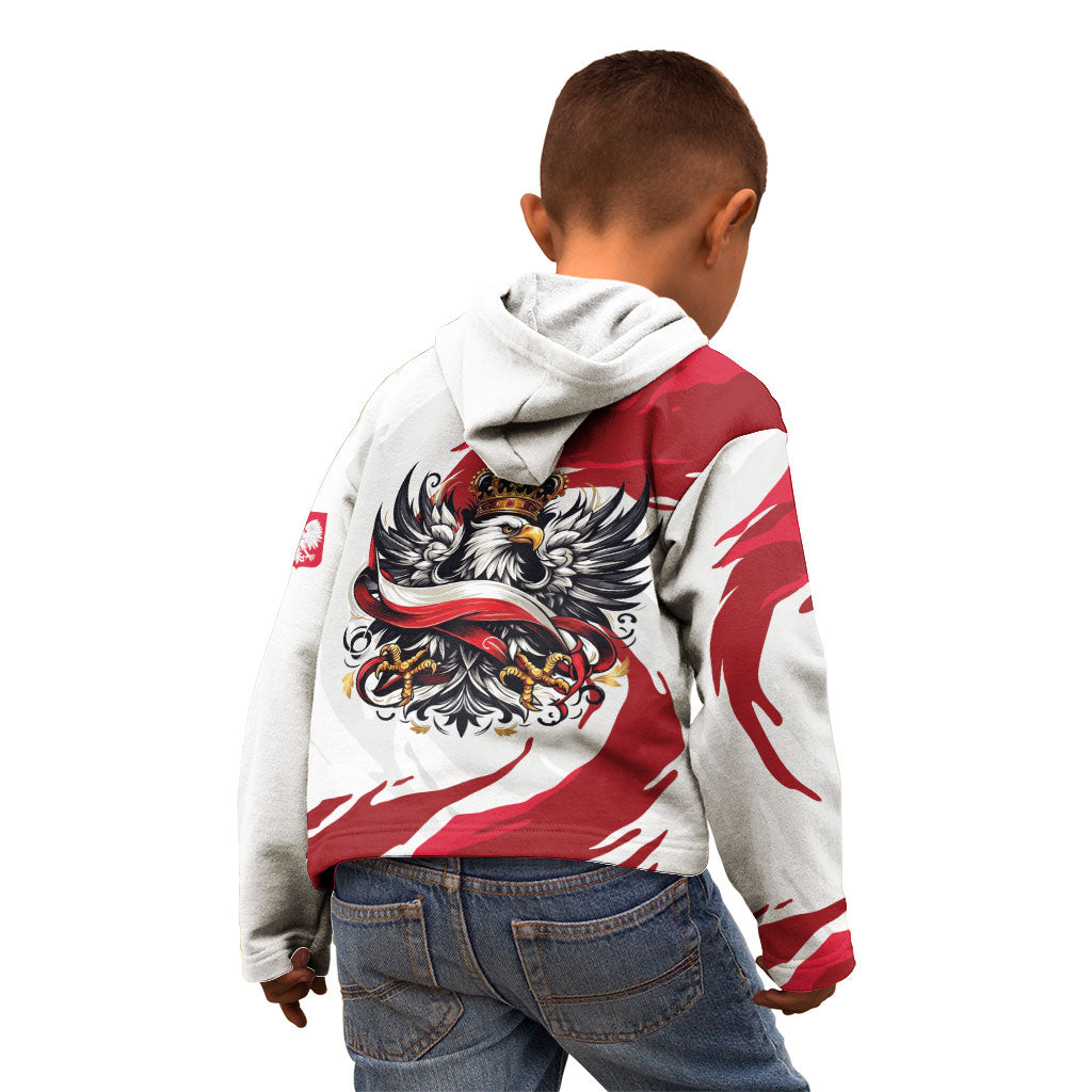 Poland National Flag Day Kid Hoodie Fierce Polish Eagle Crown