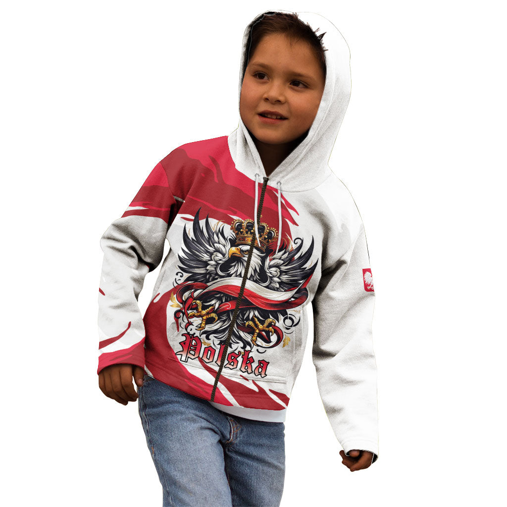 Poland National Flag Day Kid Hoodie Fierce Polish Eagle Crown