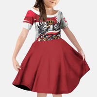 Poland National Flag Day Kid Short Sleeve Dress Fierce Polish Eagle Crown