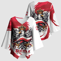 Poland National Flag Day Kimono Sleeve Blouse Fierce Polish Eagle Crown