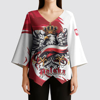 Poland National Flag Day Kimono Sleeve Blouse Fierce Polish Eagle Crown