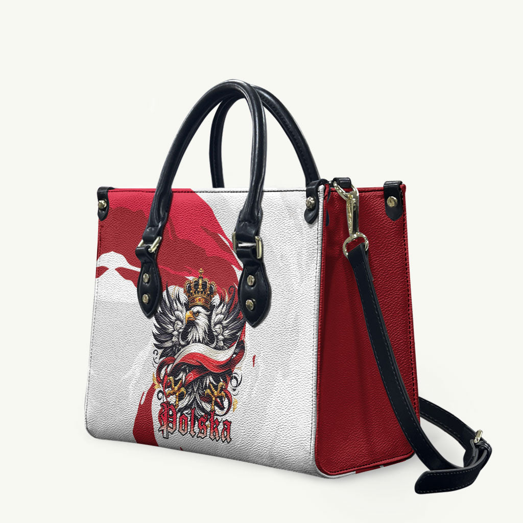 Poland National Flag Day Leather Bag Fierce Polish Eagle Crown