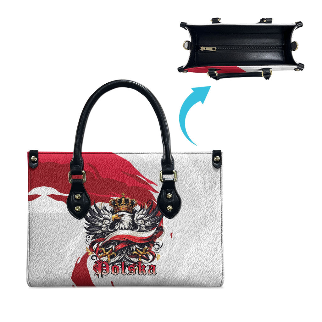 Poland National Flag Day Leather Bag Fierce Polish Eagle Crown