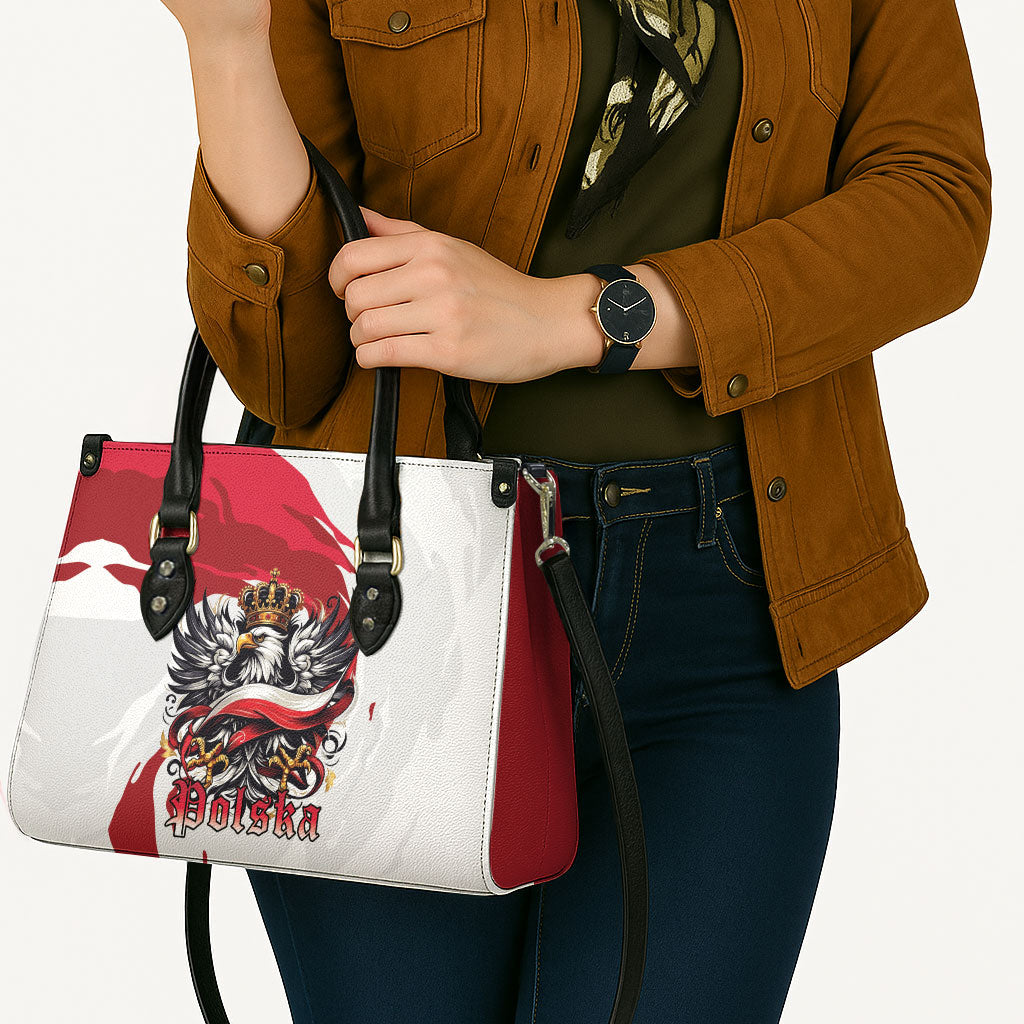 Poland National Flag Day Leather Bag Fierce Polish Eagle Crown