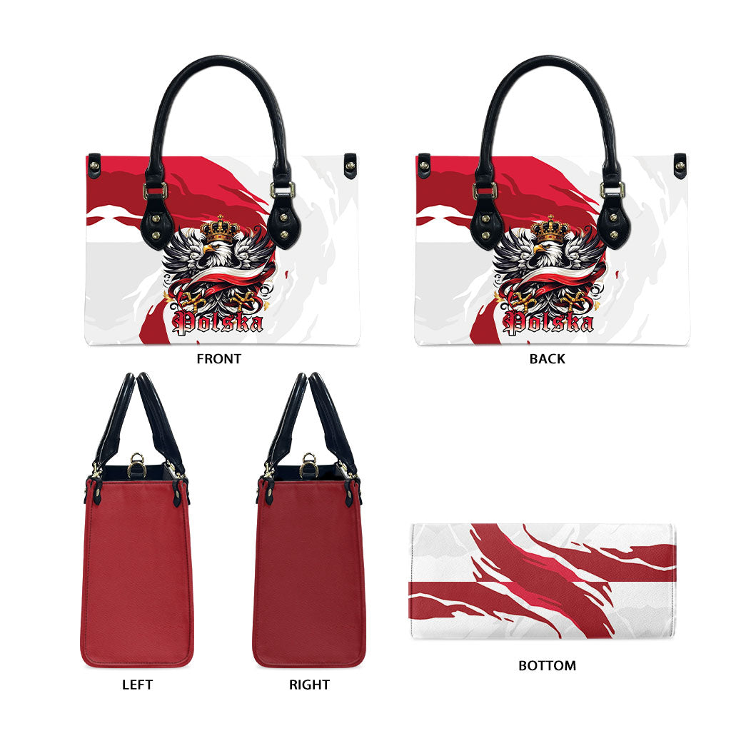 Poland National Flag Day Leather Bag Fierce Polish Eagle Crown