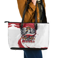 Poland National Flag Day Leather Tote Bag Fierce Polish Eagle Crown