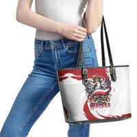 Poland National Flag Day Leather Tote Bag Fierce Polish Eagle Crown