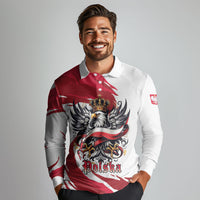 Poland National Flag Day Long Sleeve Polo Shirt Fierce Polish Eagle Crown