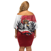 Poland National Flag Day Off Shoulder Short Dress Fierce Polish Eagle Crown