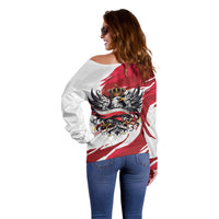 Poland National Flag Day Off Shoulder Sweater Fierce Polish Eagle Crown