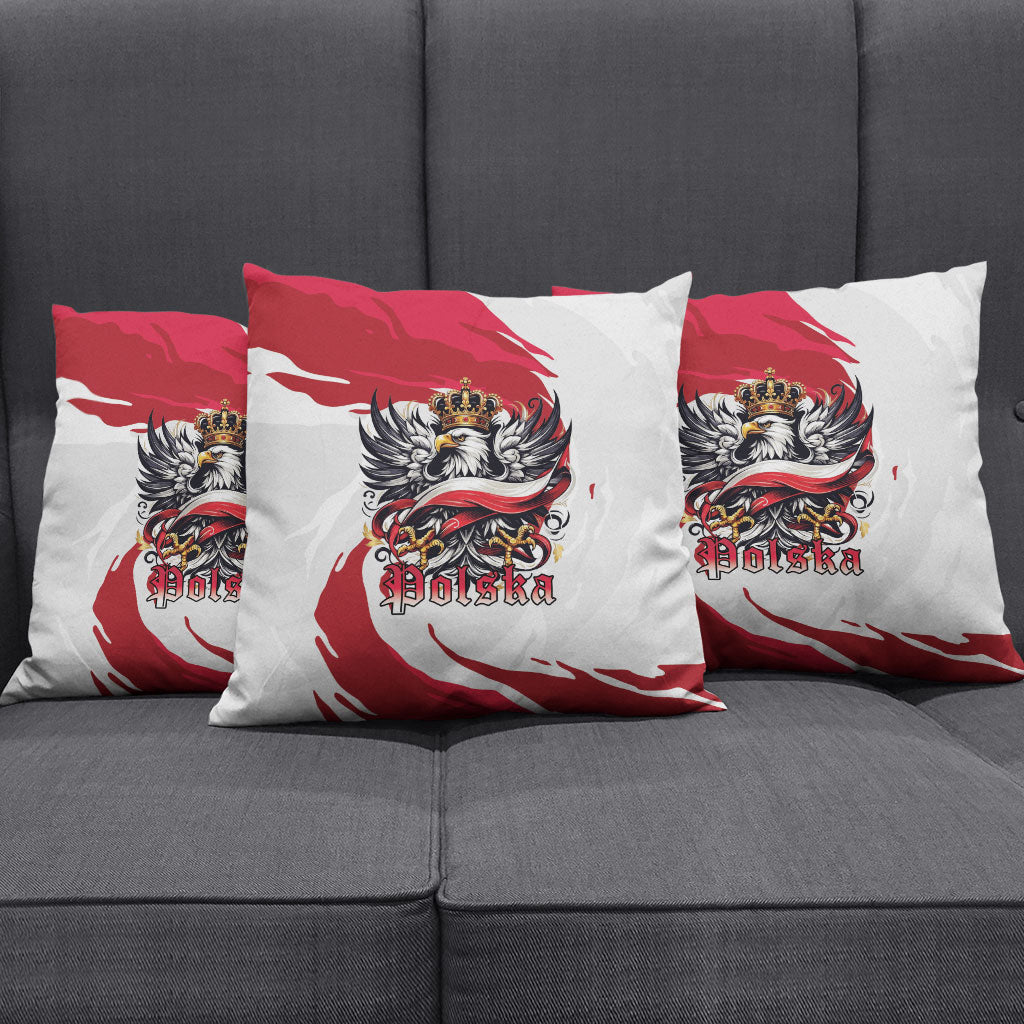 Poland National Flag Day Pillow Cover Fierce Polish Eagle Crown