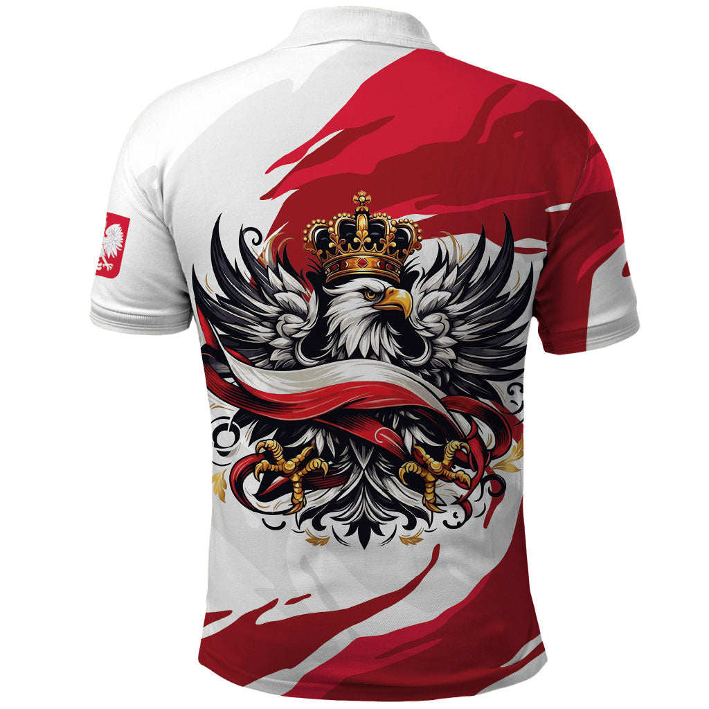 Poland National Flag Day Polo Shirt Fierce Polish Eagle Crown
