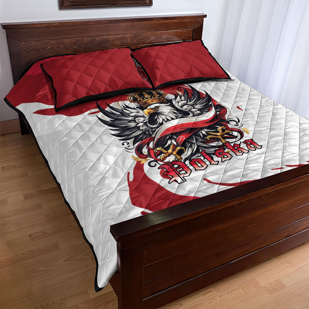 Poland National Flag Day Quilt Bed Set Fierce Polish Eagle Crown