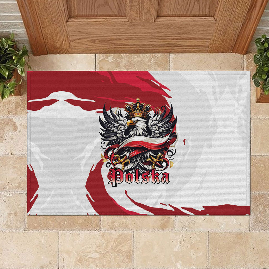 Poland National Flag Day Rubber Doormat Fierce Polish Eagle Crown