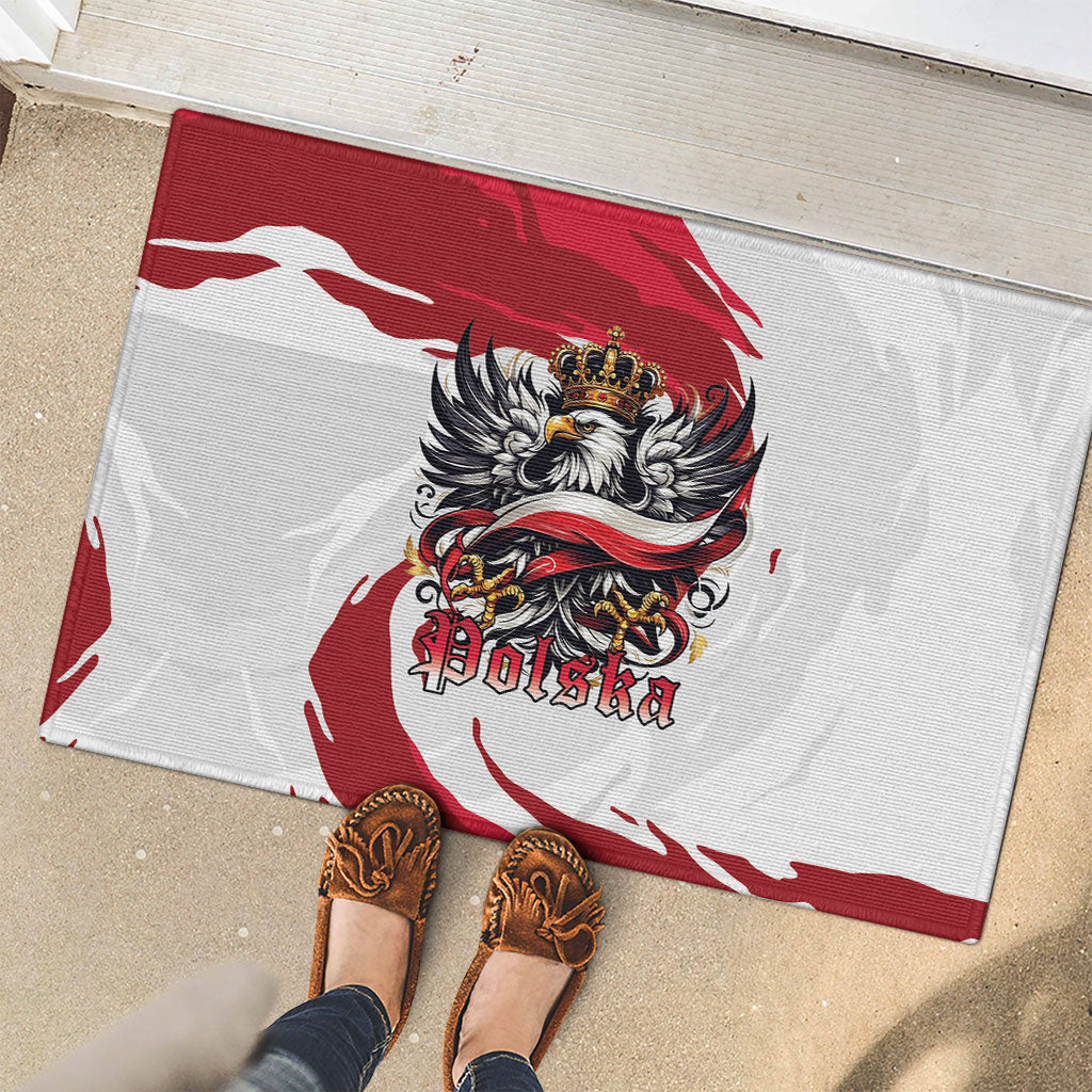 Poland National Flag Day Rubber Doormat Fierce Polish Eagle Crown