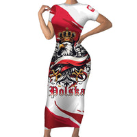 Poland National Flag Day Short Sleeve Bodycon Dress Fierce Polish Eagle Crown