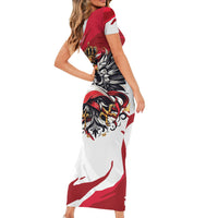 Poland National Flag Day Short Sleeve Bodycon Dress Fierce Polish Eagle Crown