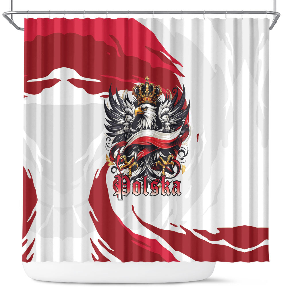 Poland National Flag Day Shower Curtain Fierce Polish Eagle Crown