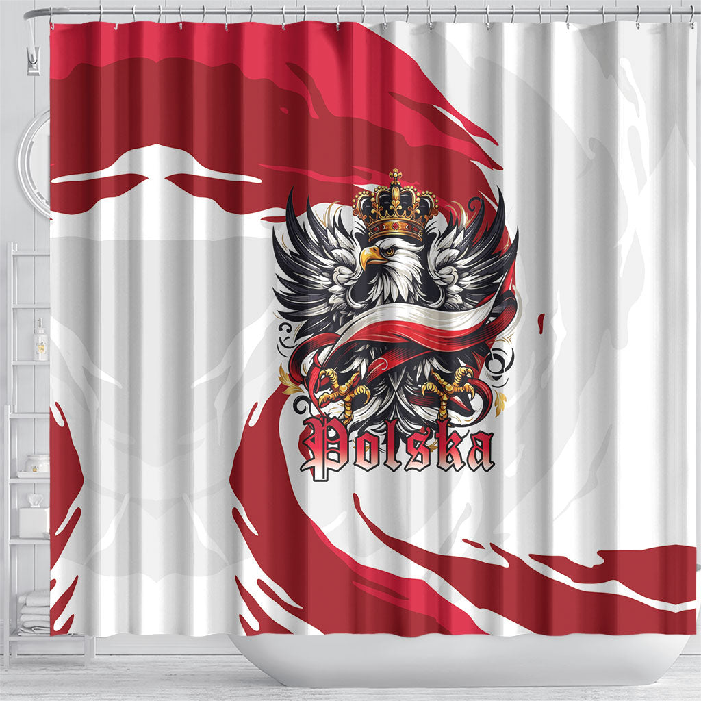 Poland National Flag Day Shower Curtain Fierce Polish Eagle Crown