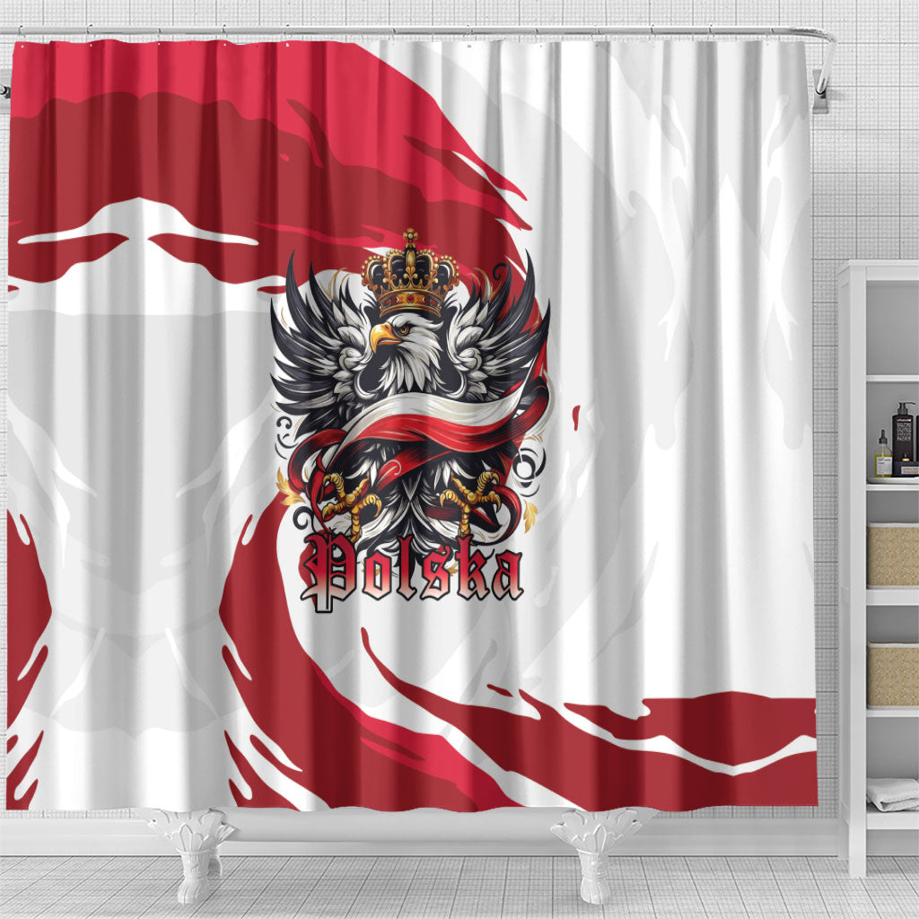 Poland National Flag Day Shower Curtain Fierce Polish Eagle Crown